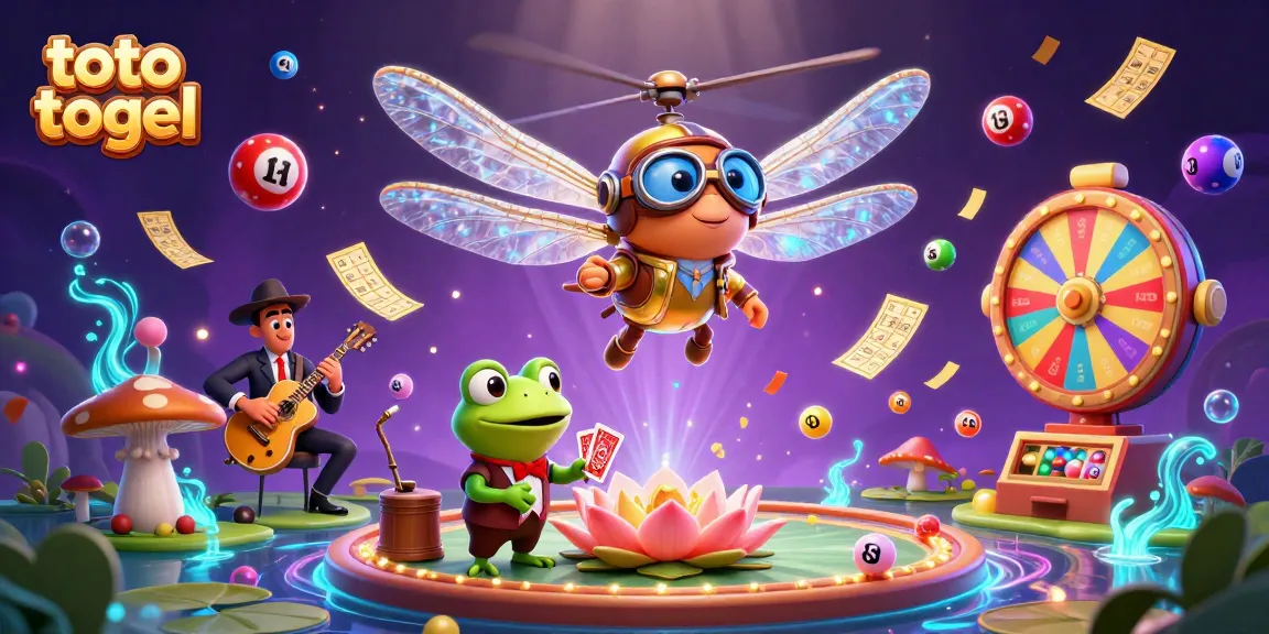 Engage in thrilling toto togel gaming with a vibrant scene of colorful lottery balls and interactive characters.