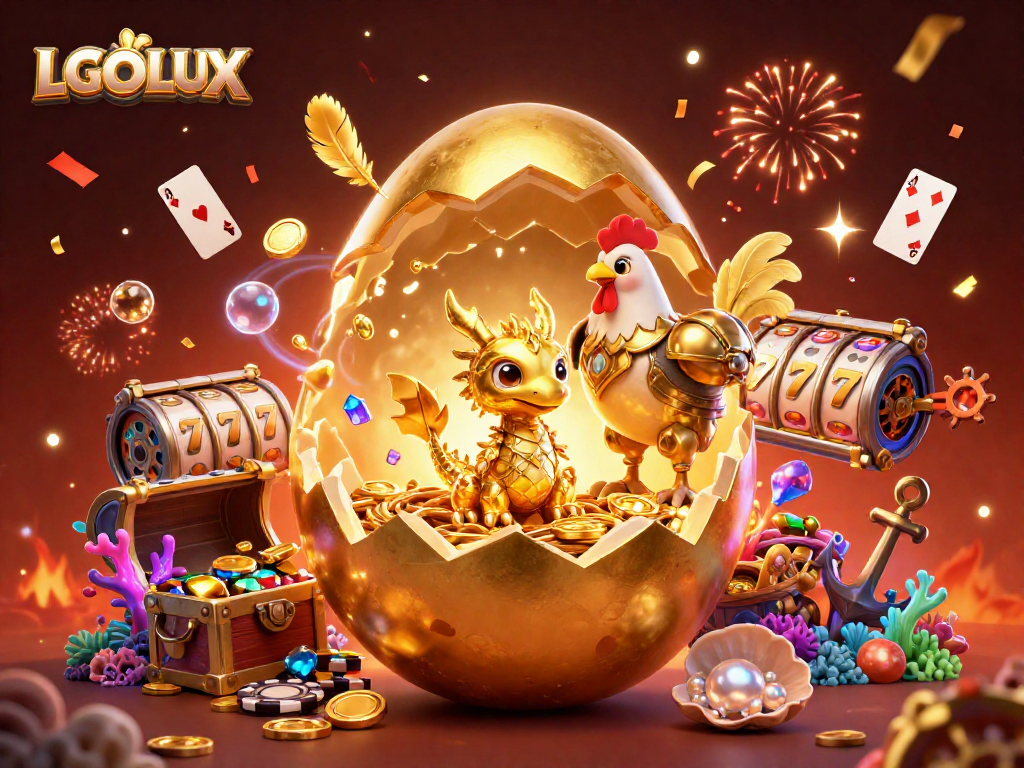 Engage with exciting gameplay as LGOLUX showcases a golden dragon amidst casino riches.