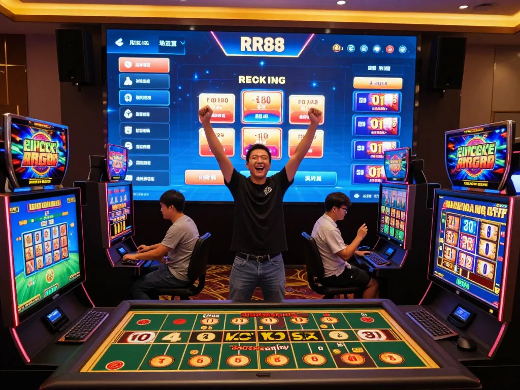 Players celebrating wins at RR88 online gaming platform with vibrant interface.