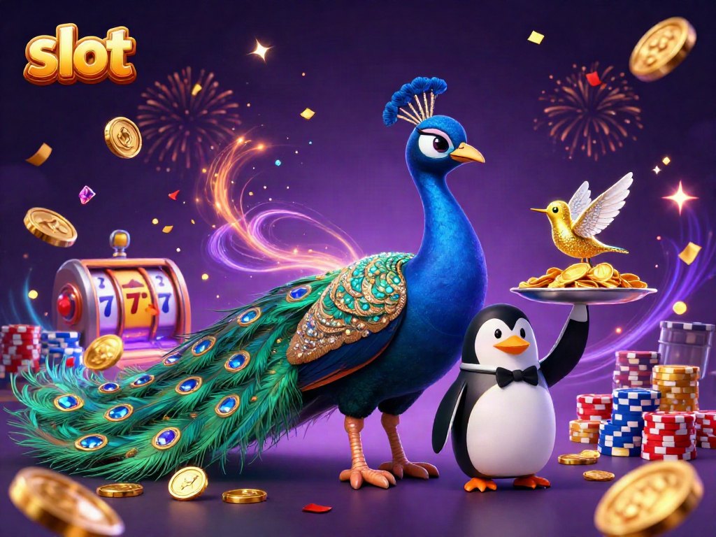 Spin the slot machine with radiant gems and gold in this vibrant casino scene.
