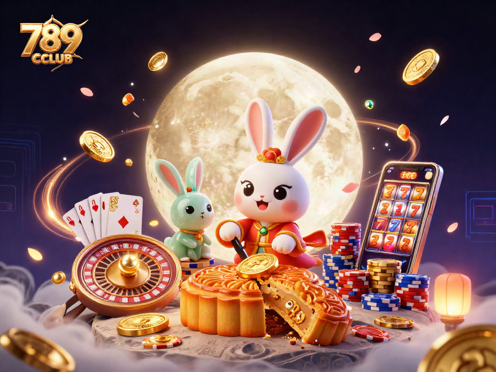 Experience the excitement of 789CLUB with a dreamy moonlit casino scene filled with gold!