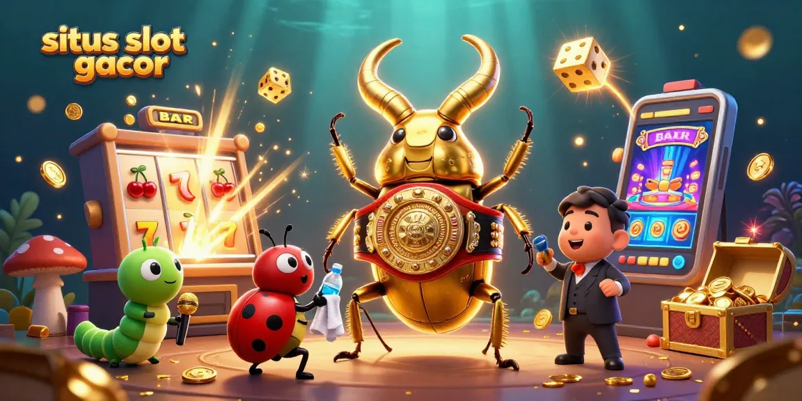 Experience the thrill of situs slot gacor with a vibrant jackpot scene featuring a golden stag beetle and exciting game elements.