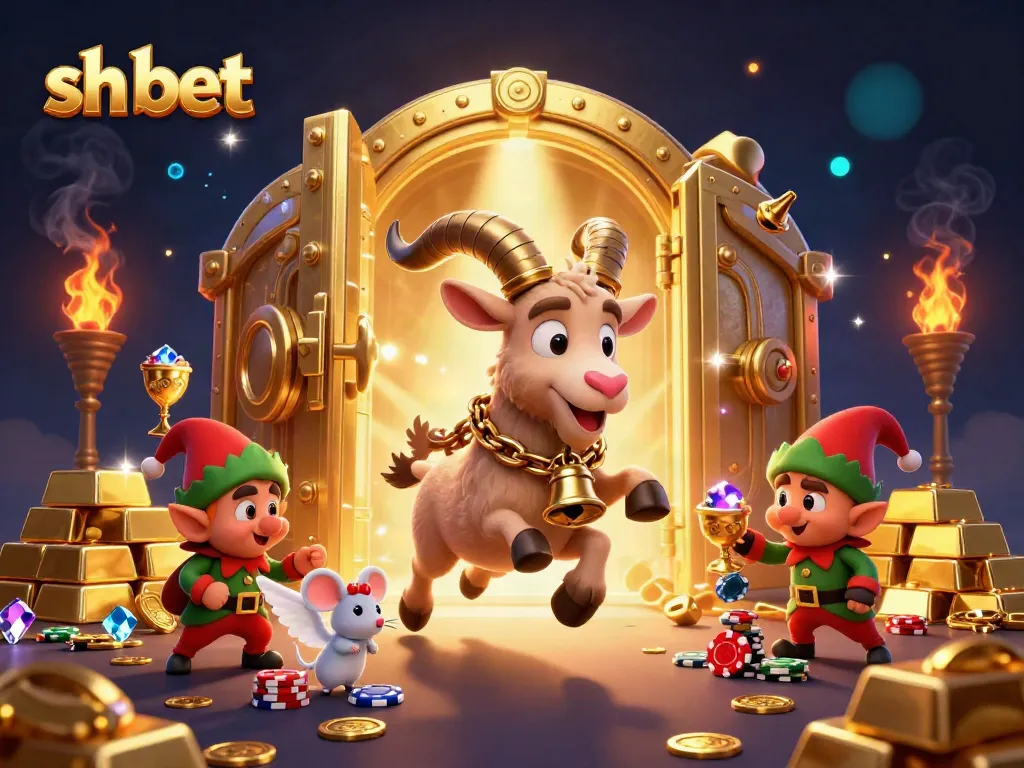 Engage with captivating sh bet experiences in a festive casino scene featuring Krampus and friendly characters.