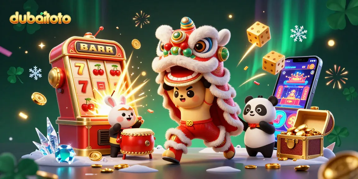Experience exciting jackpots with dubaitoto's vibrant 3D casino scene featuring lucky symbols.