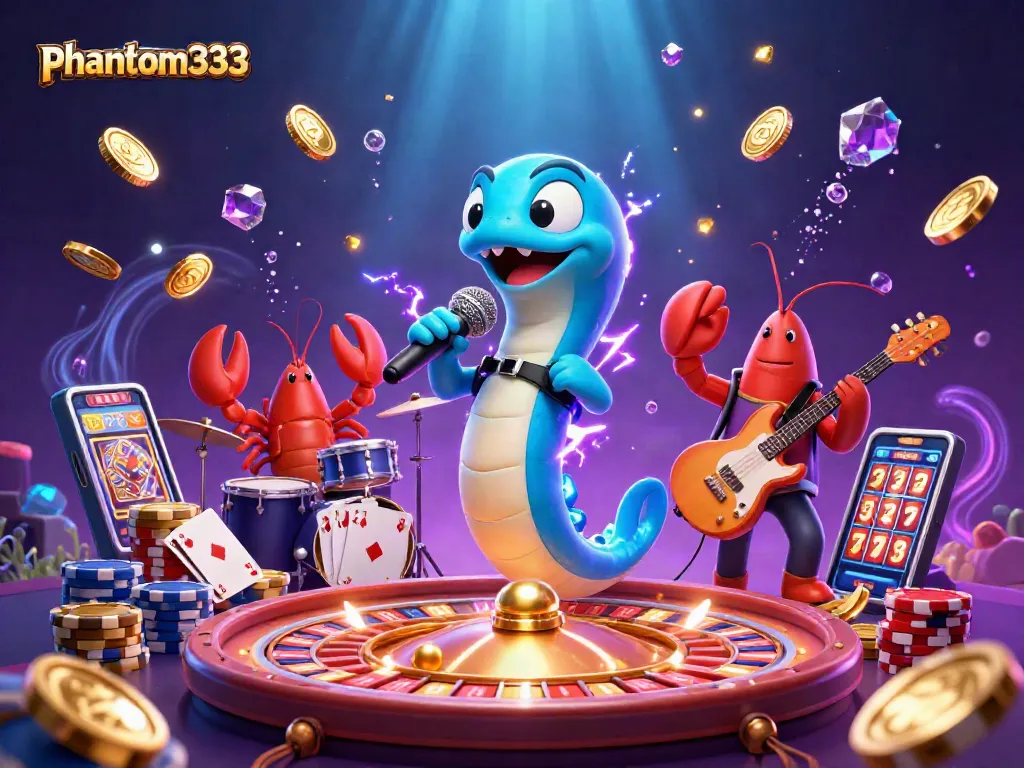 Experience the excitement of phantom333 with vibrant casino elements and dynamic underwater characters.
