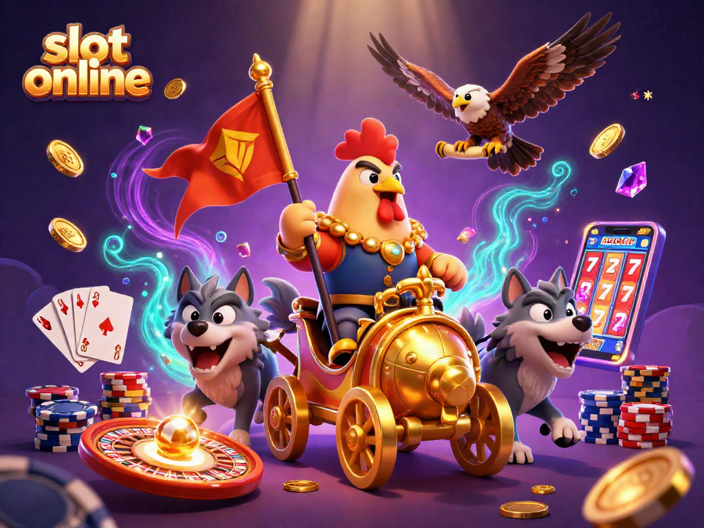 Menggandakan pengalaman slot online dengan ilustrasi kasino yang penuh warna dan elemen menarik.