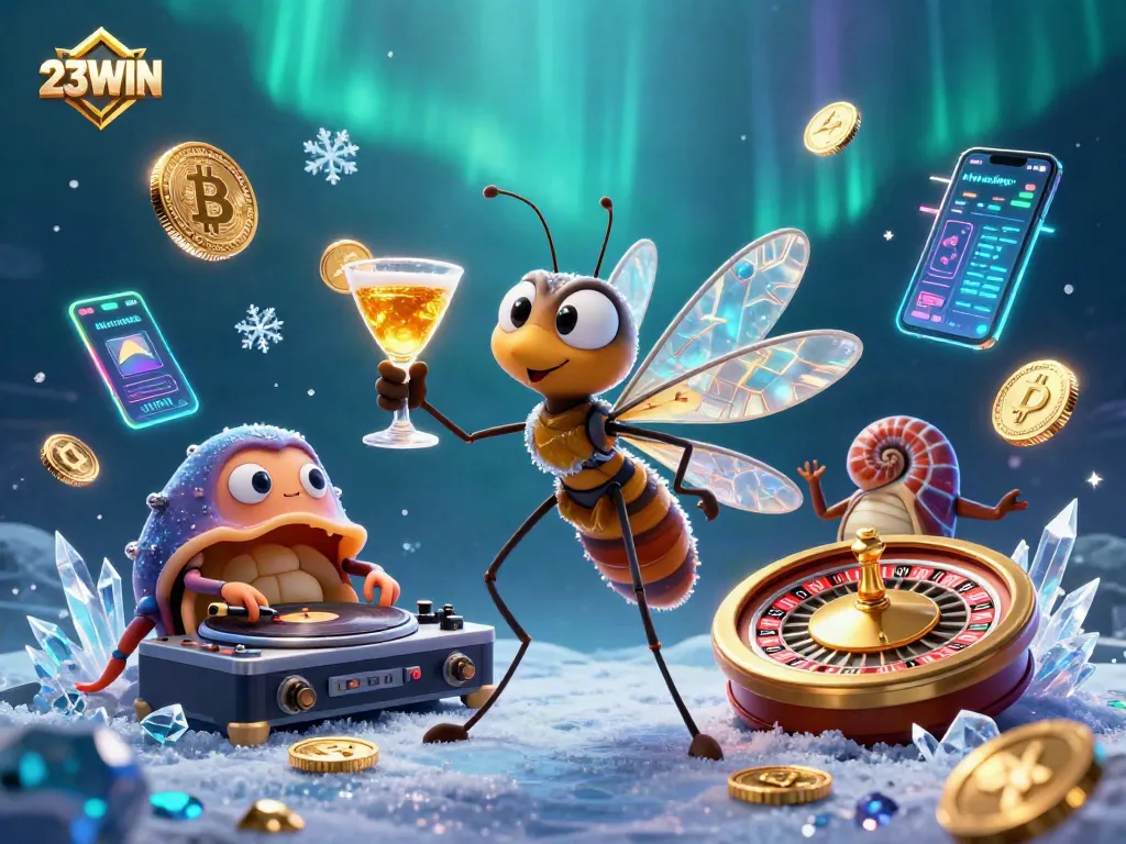 Experience the captivating energy of 23WIN casino with a vibrant scene featuring unique characters and elements.