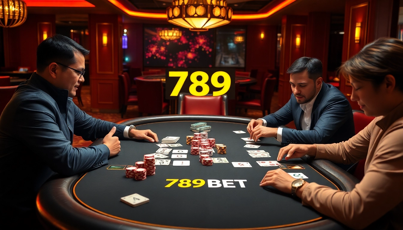 Experience the thrill of 789 BET high-stakes poker in a luxurious casino setting.