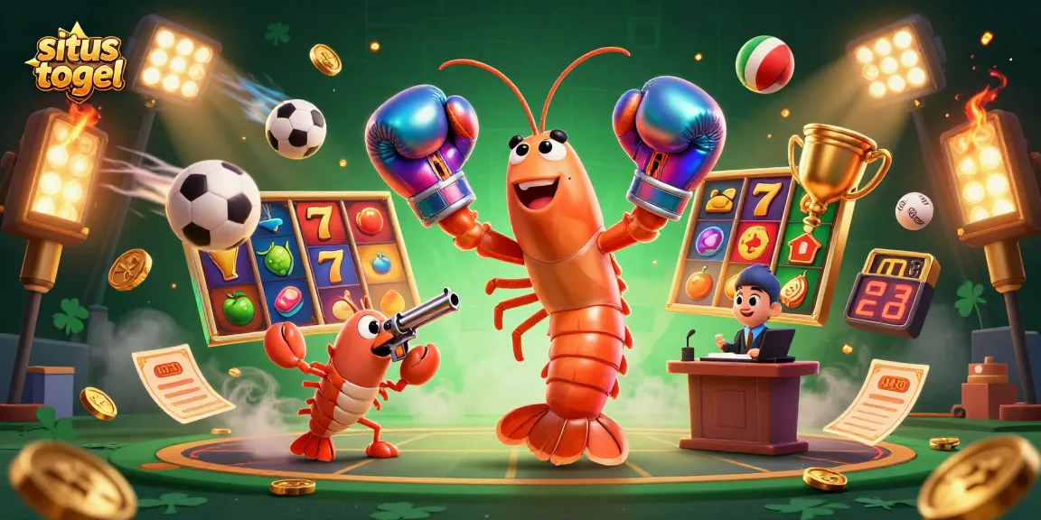 Gambarkan suasana situs togel dengan karakter udang mantis dan udang pistol siap bertarung!