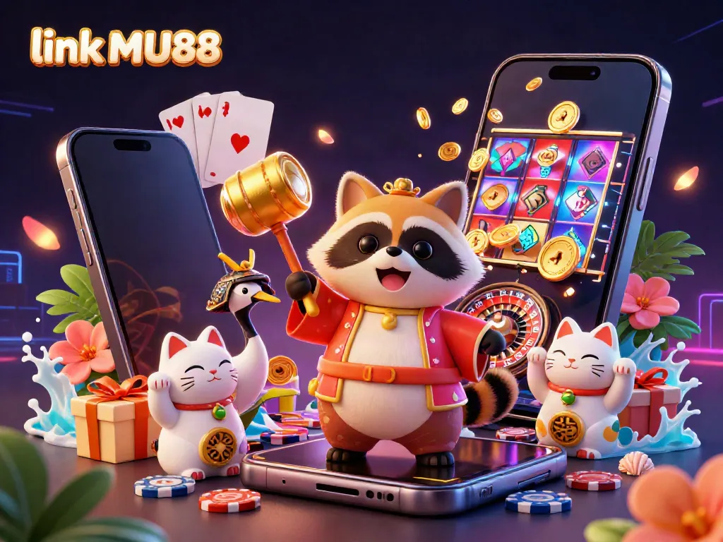 Engage with the vibrant gaming world of link MU88 featuring animated characters and dynamic casino elements.