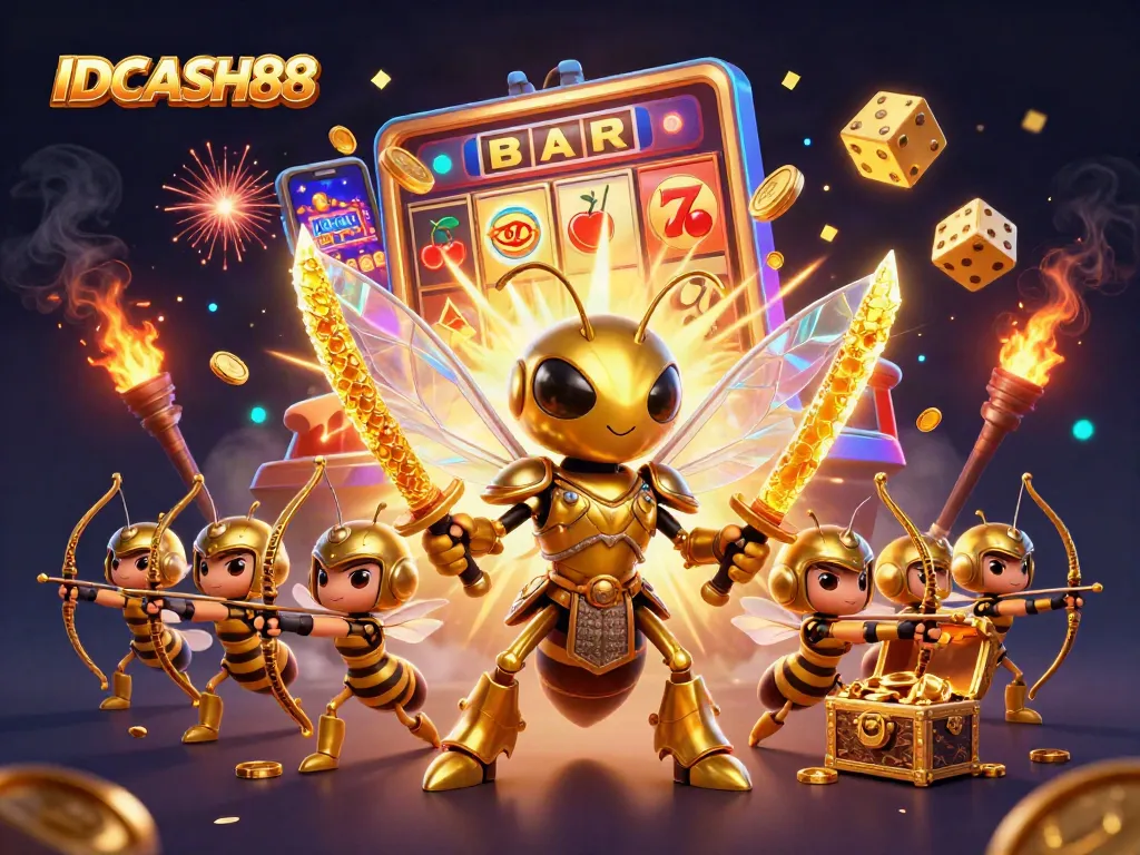 Experience thrilling gameplay with IDCASH88's massive slot machines and vibrant casino elements.