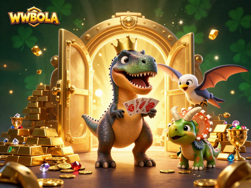 WWBOLA menghadirkan pengalaman bermain slot gacor dengan T-Rex, pterodactyl, dan triceratops yang bersenang-senang di kasino.