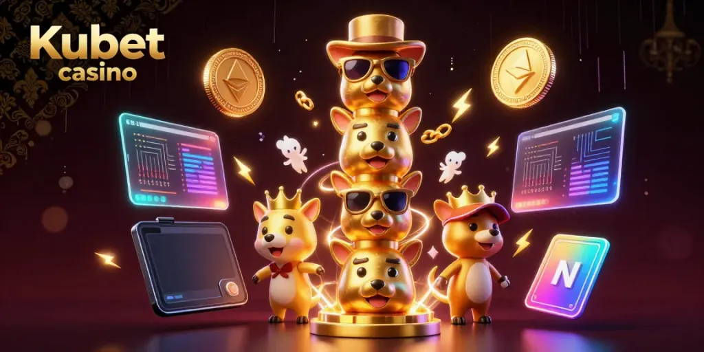 Engage with thrilling gameplay at Kubet casino featuring vibrant NFT elements and animated totem poles.