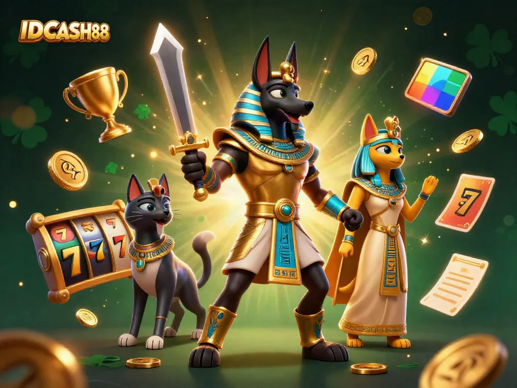 Experience thrilling gaming adventures at IDCASH88 with vibrant slot elements and dynamic characters.