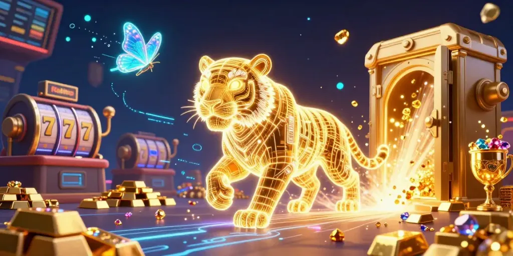 Engage with flokitoto's thrilling online casino experience featuring vibrant slot reels and golden treasures.