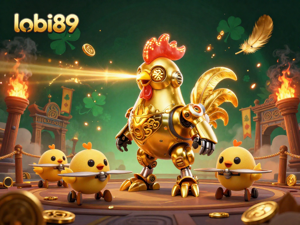 Mainkan lobi89 dengan robot ayam emas futuristik dan drone anak ayam di arena pertarungan yang menakjubkan.