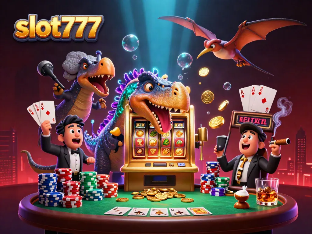 slot777 mesin slot berkilau dengan dinosaurus menghadirkan koin jackpot di kasino