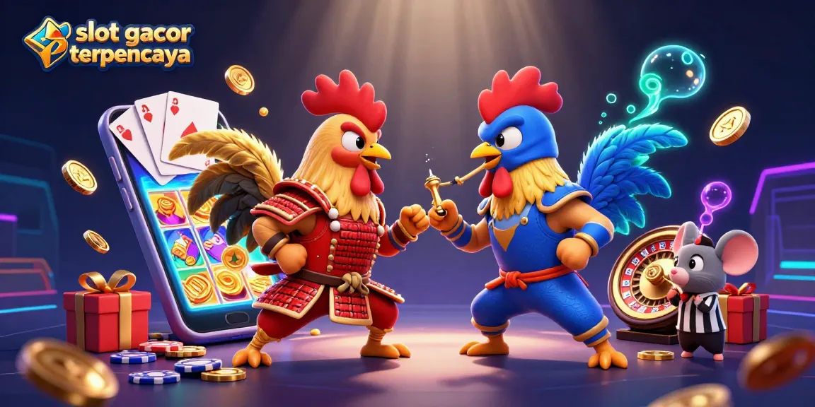 Slot gacor terpercaya menampilkan ayam jantan bertarung di arena slot dengan efek luar biasa.