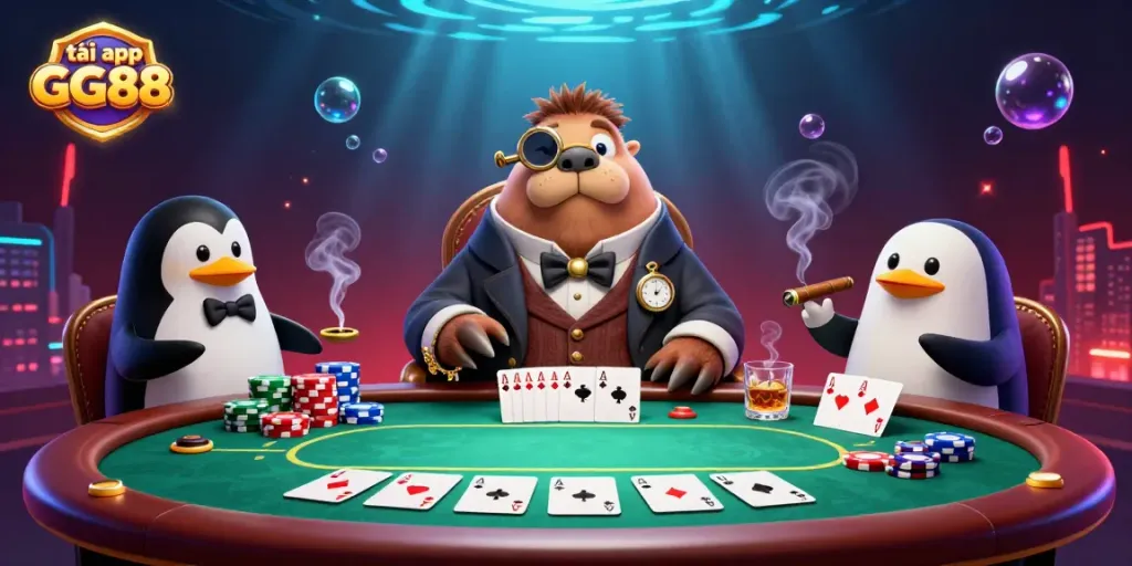 Play exciting casino games by tải app GG88 with engaging underwater poker scene.