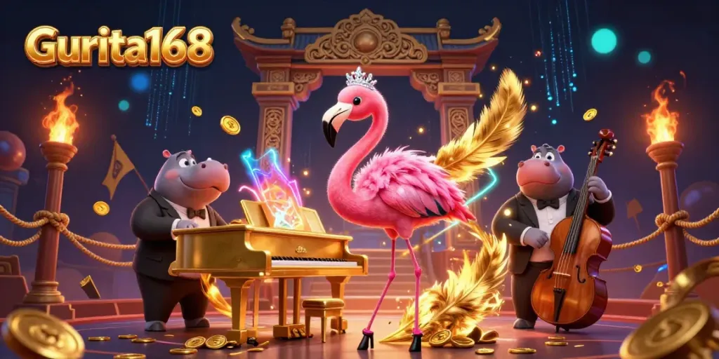 Gurita168 menghadirkan atmosfer kasino yang menyenangkan dengan penyanyi flamingo dan bassist hippo.