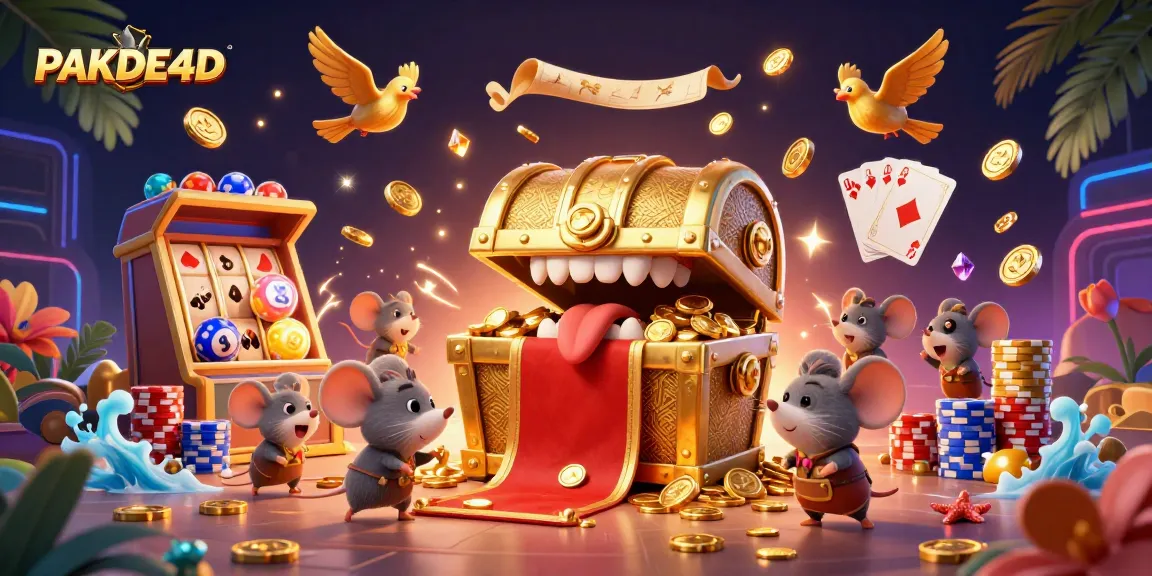 Engage with PAKDE4D's exciting lottery gameplay featuring vibrant treasures and thrilling elements for players.