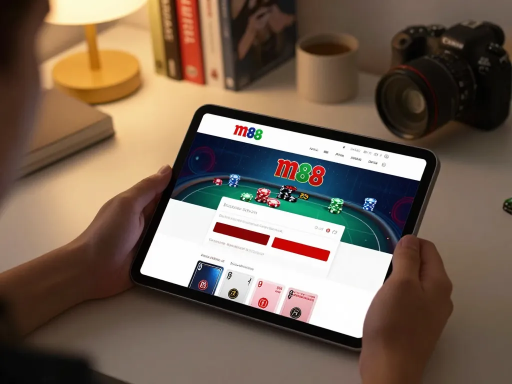 Terlibat dalam m88 login untuk permainan poker di tablet, menampilkan perjudian online yang bertanggung jawab.
