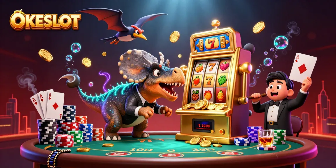 Menangkan jackpot di OKESLOT dengan ilustrasi kasino 3D penuh aksi menarik.