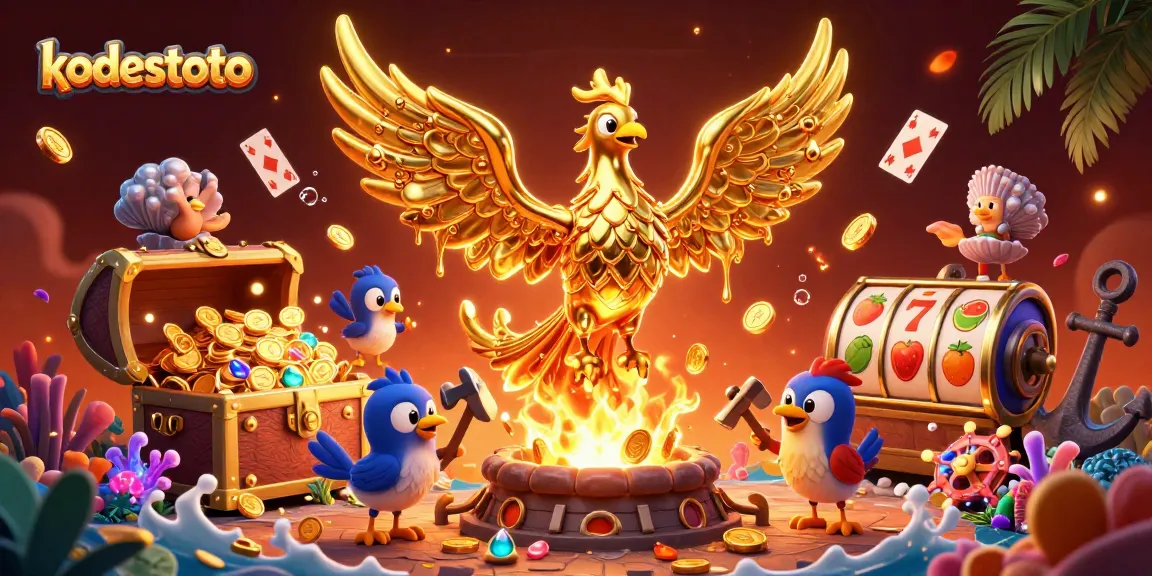 Spin and win with kodestoto while enjoying vibrant 3D casino action featuring a golden phoenix and slots.