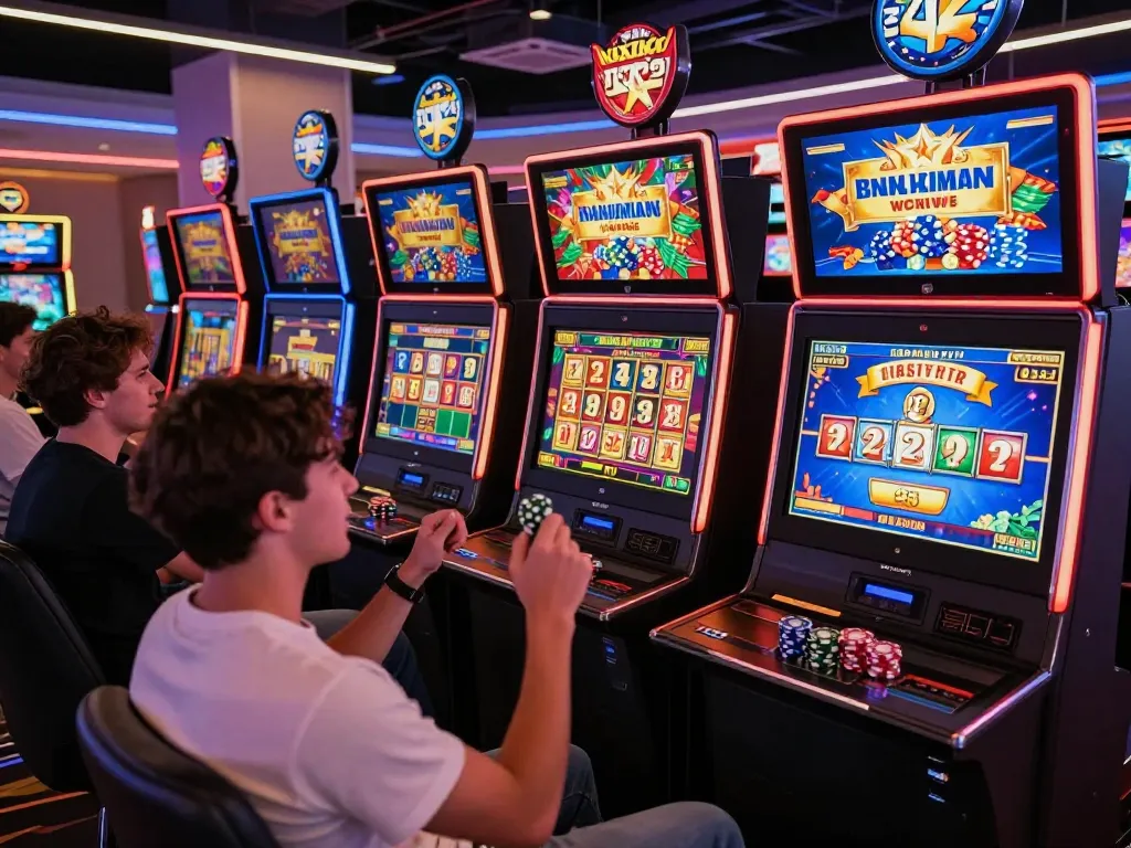 Pemandangan permainan daring yang menarik menampilkan pemain di mesin slot virus88 merayakan kemenangan besar.