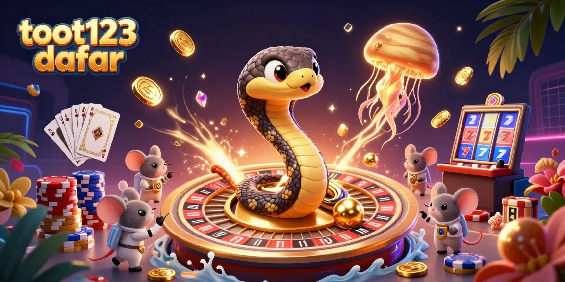 Experience Toot123 daftar with this vibrant 3D casino illustration of mice betting on a roulette wheel.