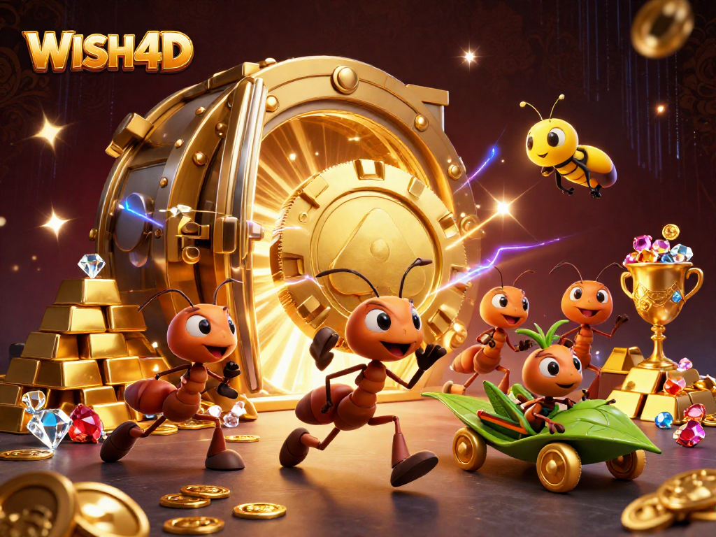 Experience the excitement of WISH4D as animated ants execute a heist through a sparkling casino vault scene.