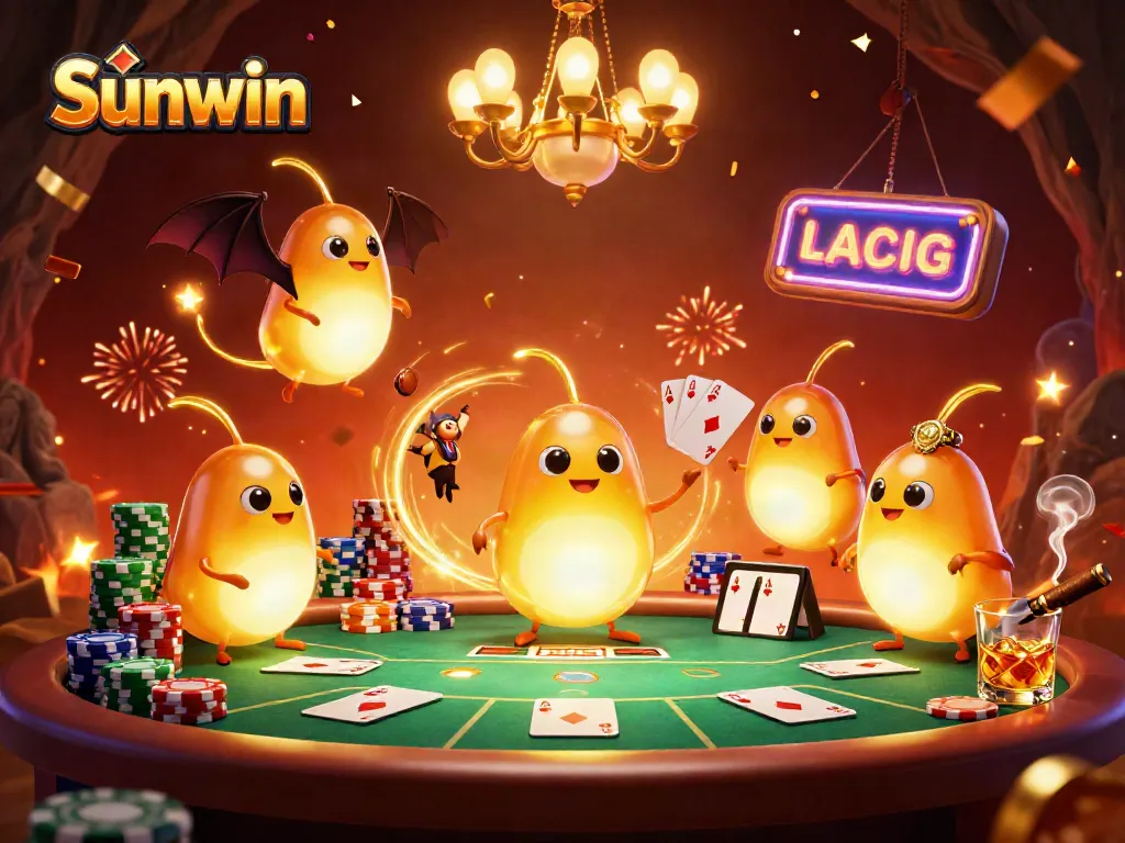 Join the Sunwin team of glowworms in a vibrant casino filled with excitement and winning hands.