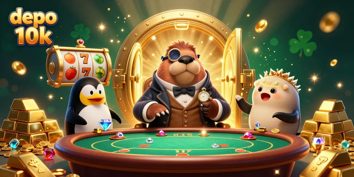 Play exciting slot games with depo 10k at a vibrant underwater casino scene featuring lively characters.