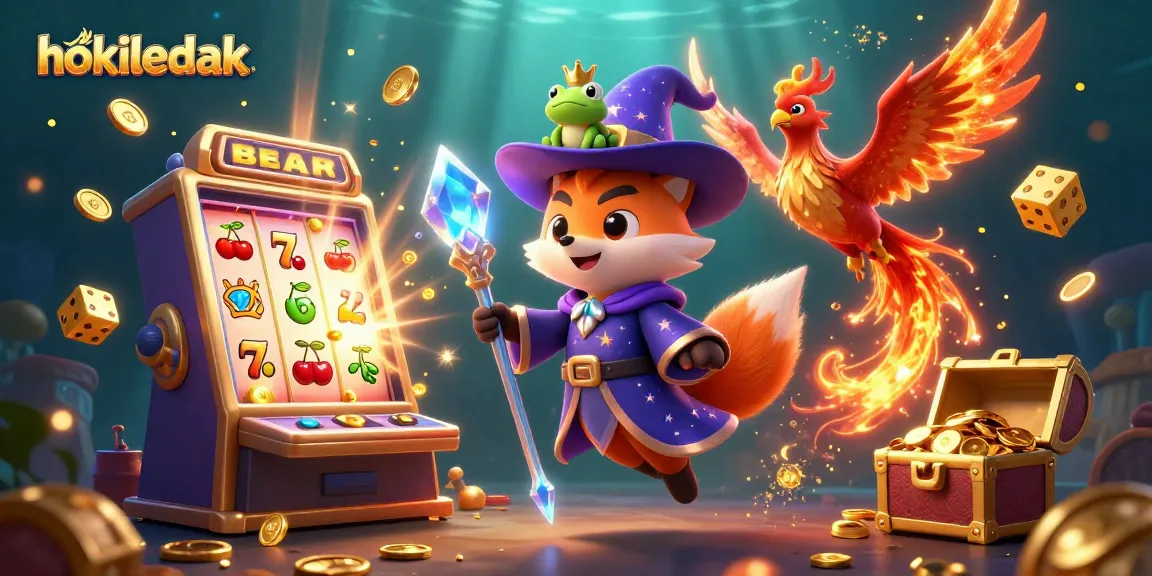 Engage with hokiledak as the wizard fox and phoenix celebrate big wins in a vibrant casino scene.