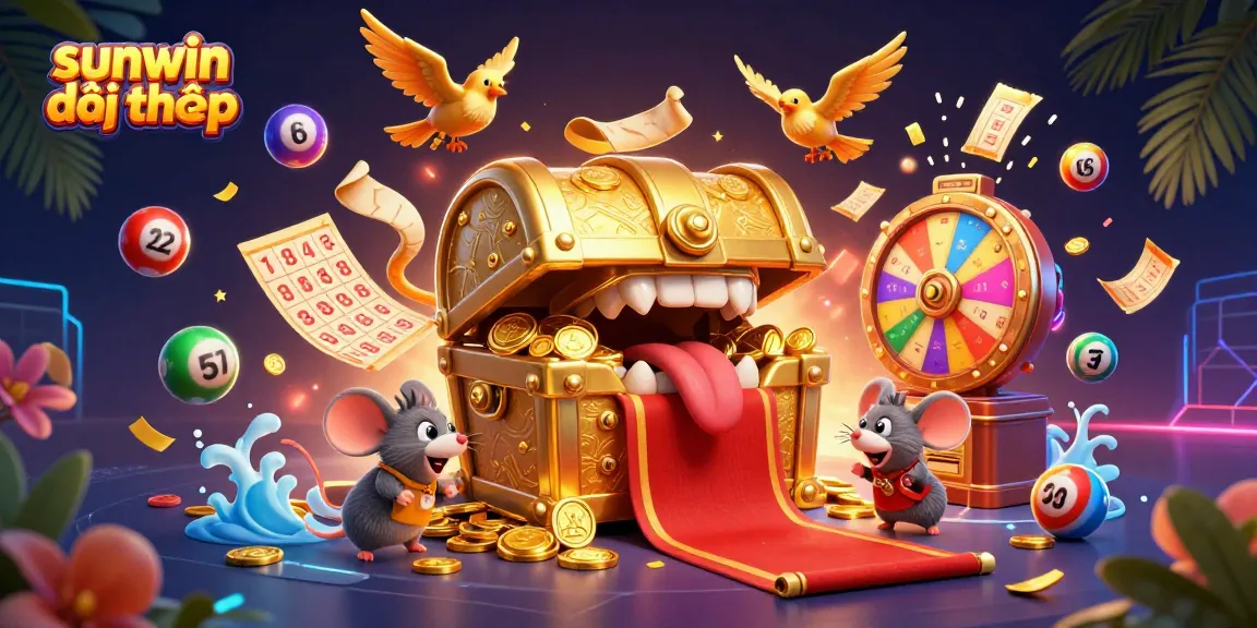 Experience sunwin đổi thưởng with vibrant lottery and casino elements in a rich cartoon world.