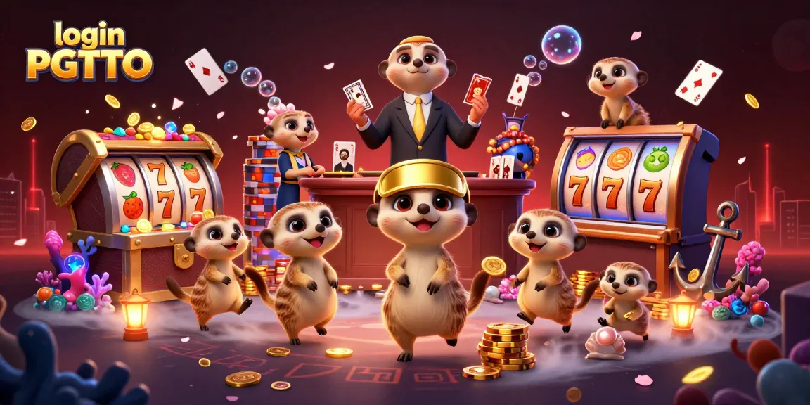 Play slot games with exciting themes at login PGTOTO while engaging with meerkat dealers in a vibrant casino.