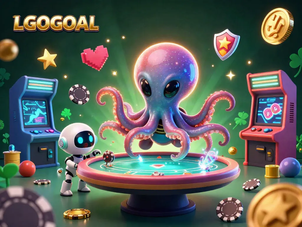 Play exciting poker at LGOGOAL with a colorful alien octopus and vibrant game elements.