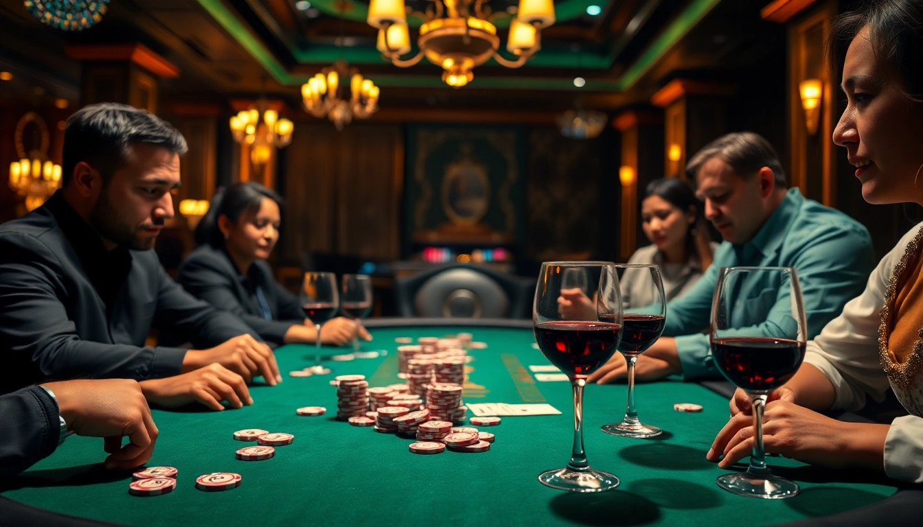 Menangani kartu di meja poker oja89 yang mewah dengan suasana kasino yang menggoda.