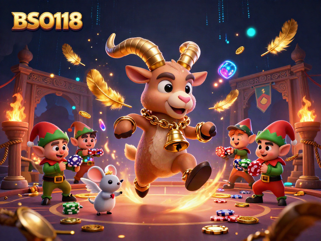 Engage in the thrilling BSO118 casino adventure with festive characters and vibrant gaming elements.