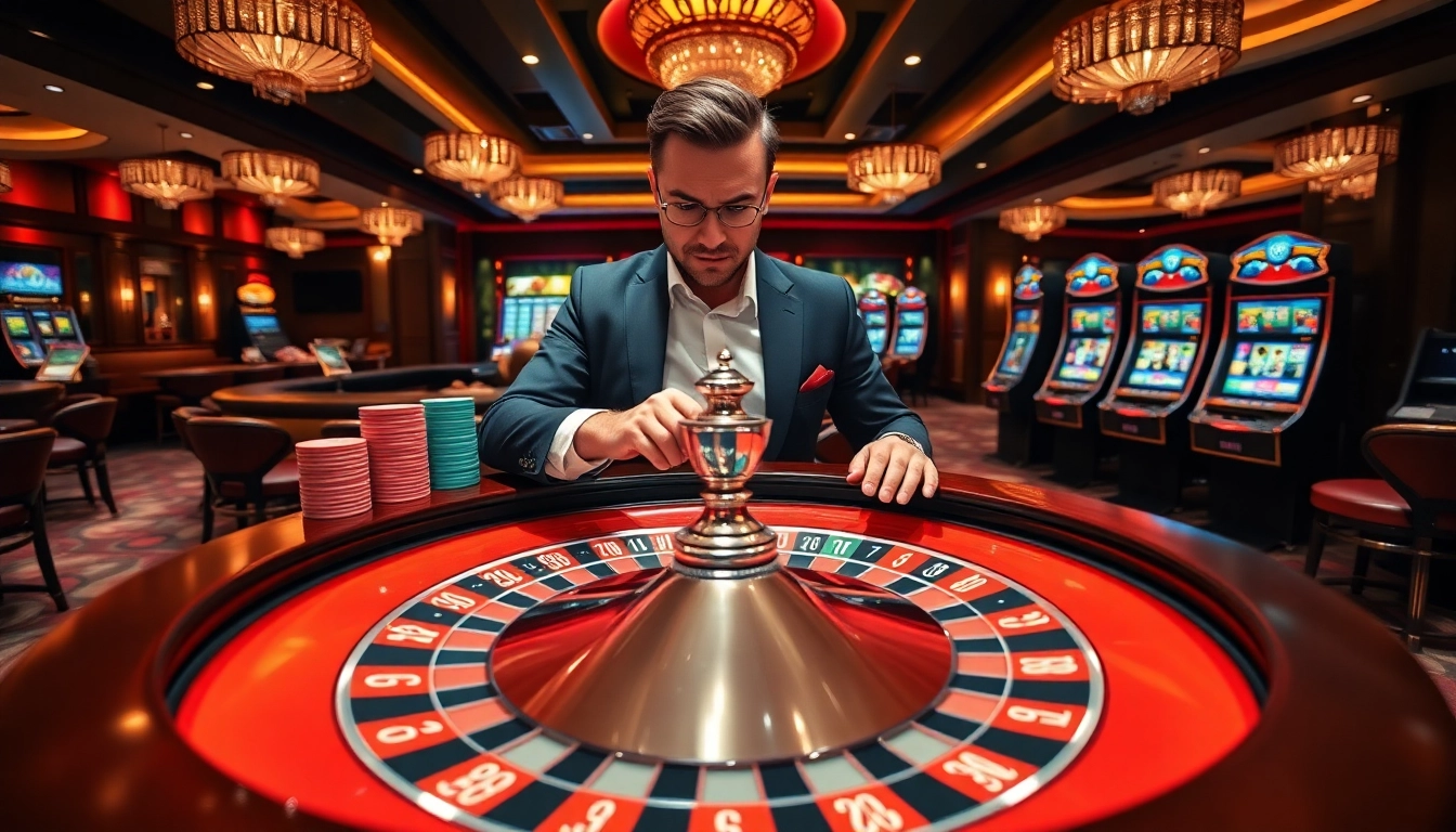 Experience the thrill of CM88 casino action with vibrant roulette and poker elements.