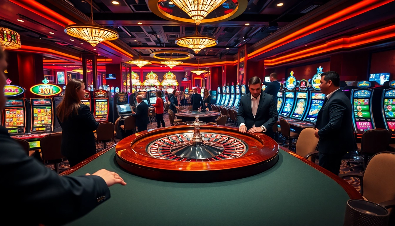Bermain tkp188 di meja roulette dengan atmosfer kasino yang ramai dan elegan