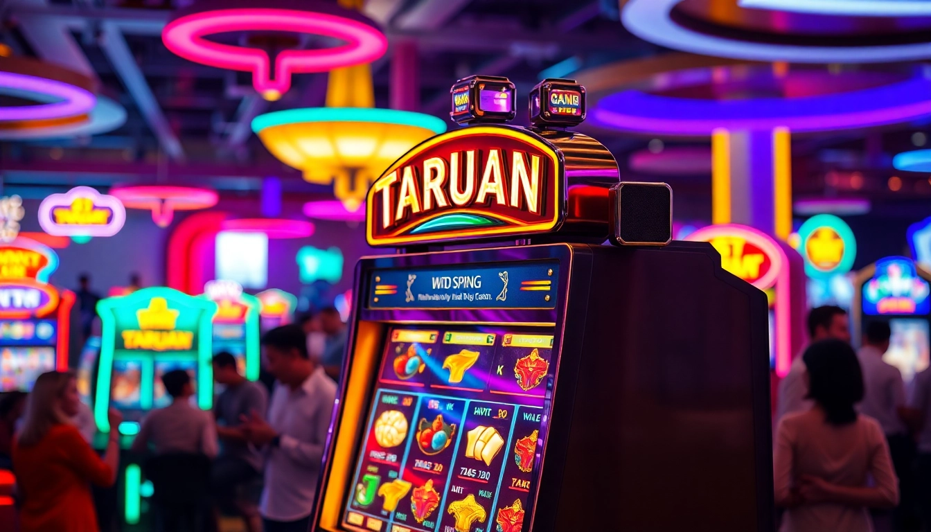 Rasakan sensasi taruhan slot gacor dengan mesin slot berkilau dan pemain ceria di kasino.