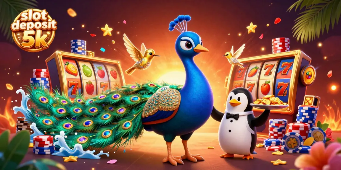 Experience excitement with slot deposit 5k and vibrant slot reels featuring exciting jackpot symbols and characters.