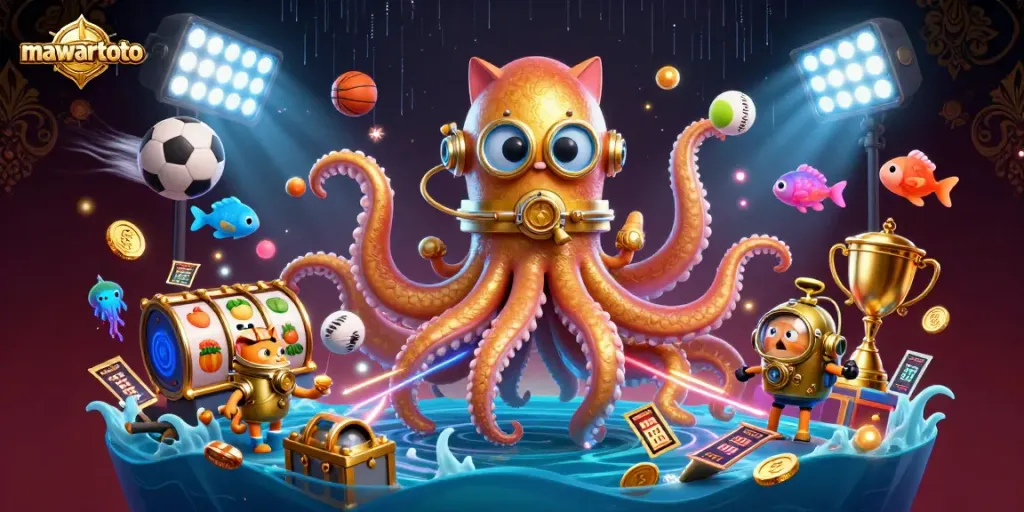 Mawartoto combines thrilling gambling elements with a colossal kraken and a diving cat, showcasing exciting gameplay.