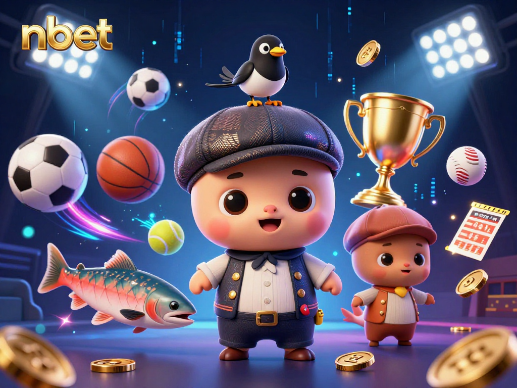 nbet features engaging sports betting elements with playful characters and dynamic casino visuals.