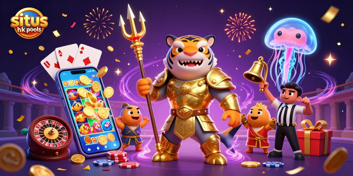 Situs hk pools menghidupkan dunia kasino dengan ikan hiu dan karakter menarik di latar bawah laut.