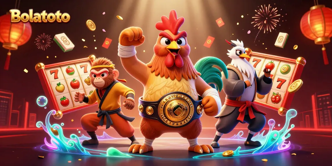 Engage in Bolatoto's thrilling gaming adventure with vibrant characters and casino elements.