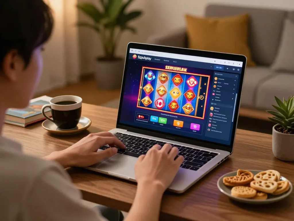 Bermain di platform Sepuhplay dengan permainan slot yang berwarna-warni di suasana rumah yang nyaman.