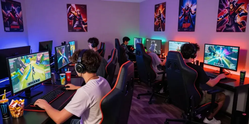 Pengalaman bermain game online di babe138 dengan suasana gaming yang menyenangkan dan penuh warna.