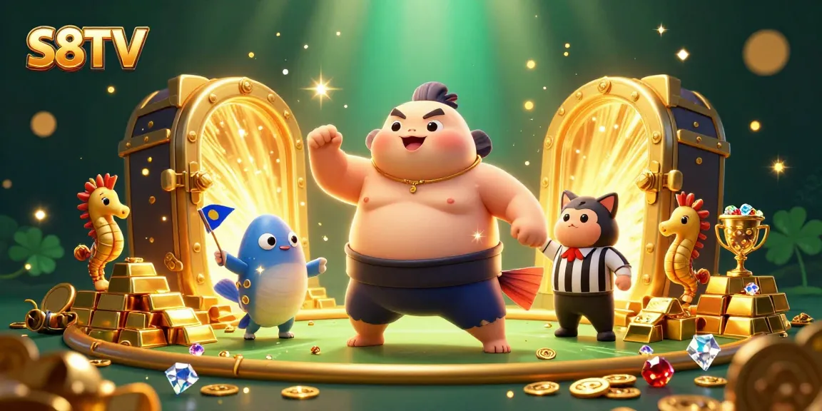S8TV engages bettors with live sports and 4K streams, while surrounded by treasure.